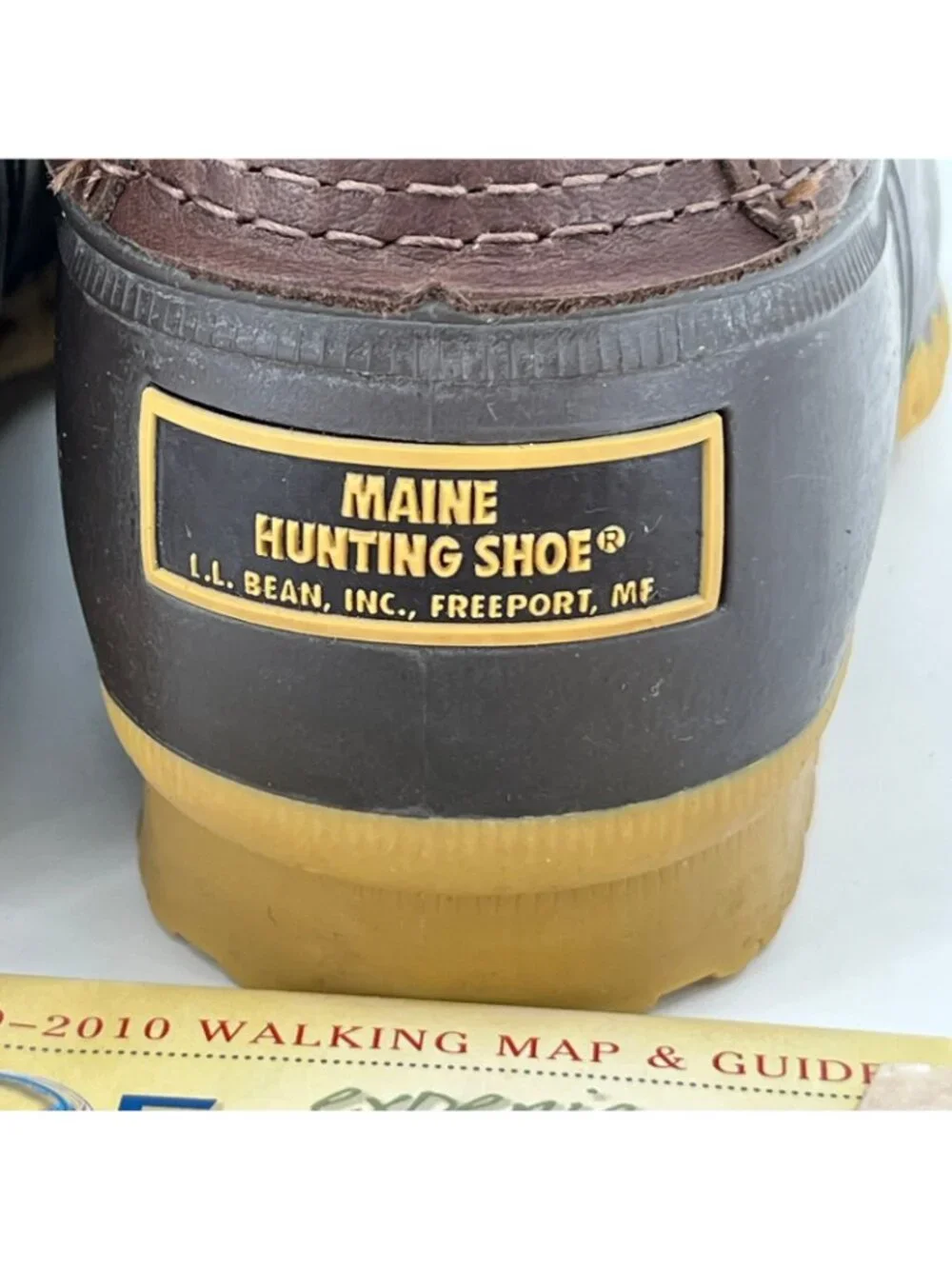 L.L.Bean Maine Hunting Shoes 10in Brown Size 9M Leather Waterproof Rubber Boots